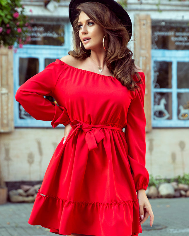 13840-1-265-4 DAISY Kleid mit Rüschen - ROT-1