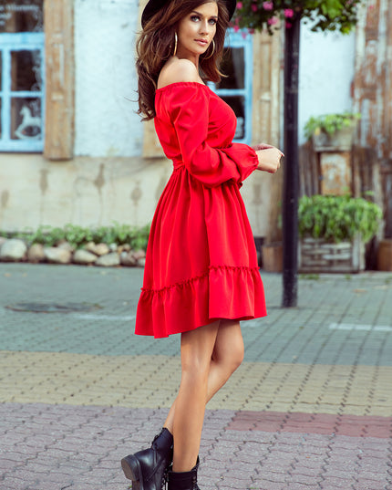 13840-2-265-4 DAISY Kleid mit Rüschen - ROT-2