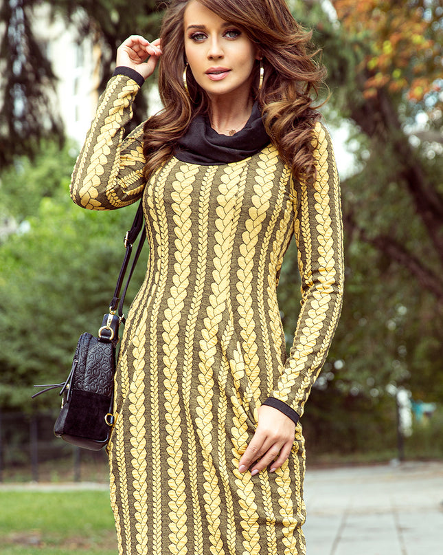 13947-1-277-1 Kleid mit Rollkragen und Taschen - Geflecht-1