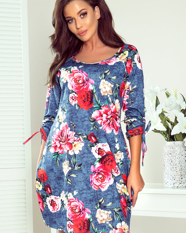 13892-1-281-2 SOPHIE Bequemes Oversize - Blumen auf Jeans-1
