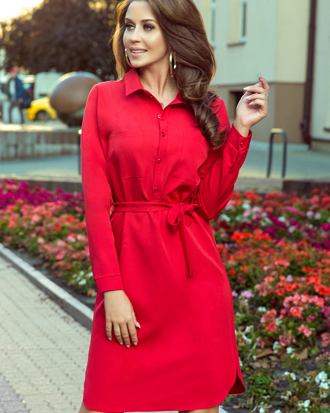 13759-1-284-1 CAMILLE Hemdkleid mit Taschen - rot-1