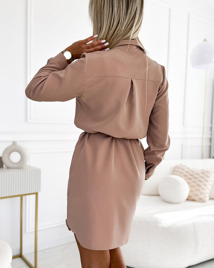 19090-3-284-2 CAMILLE Hemdkleid mit Taschen - Beige-3