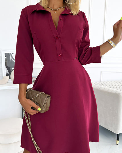 16762-4-286-5 SANDY Ausgestelltes Hemdkleid - Burgunderrote Farbe-4