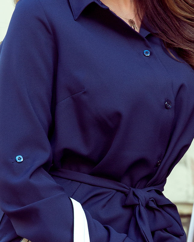 13830-6-288-1 Hemdblusenkleid mit Knöpfen - dunkelblau-6