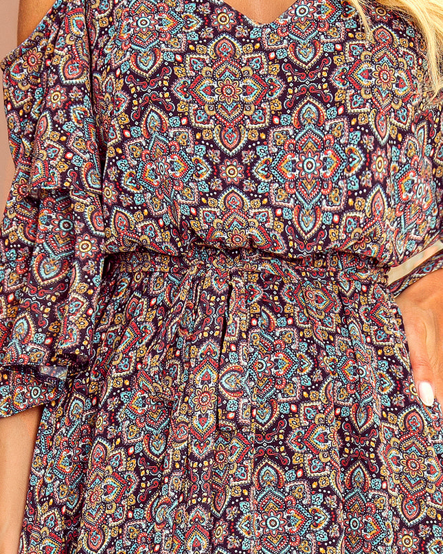 14560-7-292-3 MARINA Kleid mit Ausschnitt - Marokkanisches Muster-7
