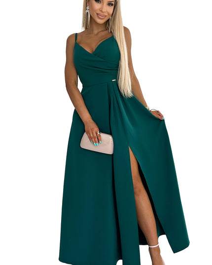18311-7-299-11 CHIARA elegantes Maxi-Langkleid mit Trägern - grün-7