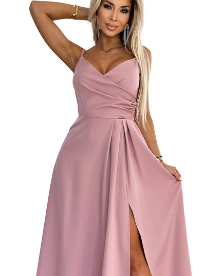 19216-8-299-16 CHIARA elegantes Maxikleid mit Trägern - schmutzig rosa-8