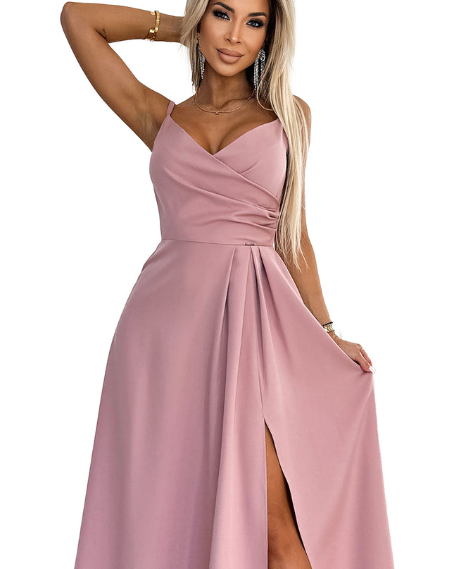 19216-8-299-16 CHIARA elegantes Maxikleid mit Trägern - schmutzig rosa-8