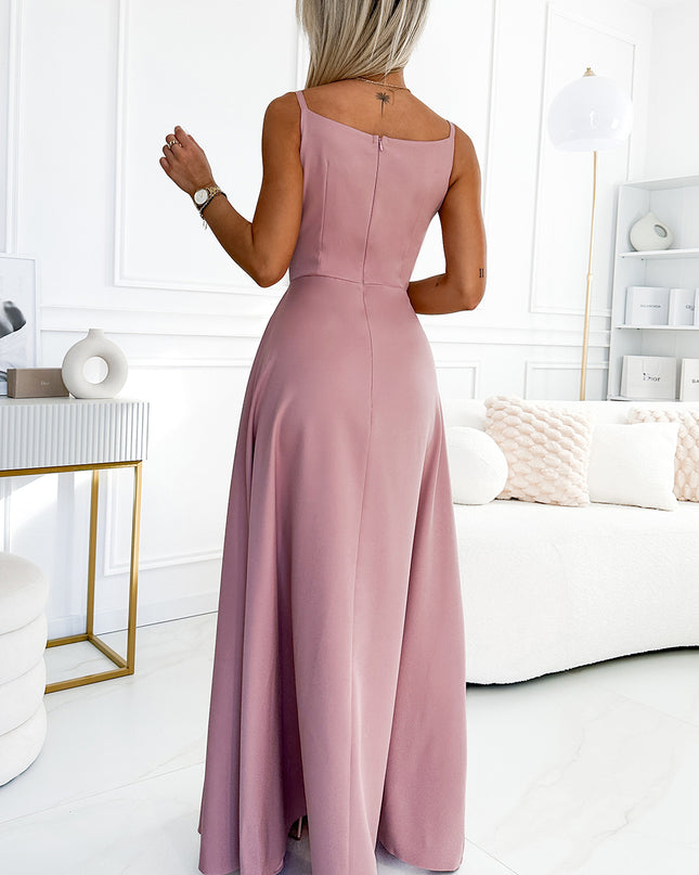 19216-3-299-16 CHIARA elegantes Maxikleid mit Trägern - schmutzig rosa-3