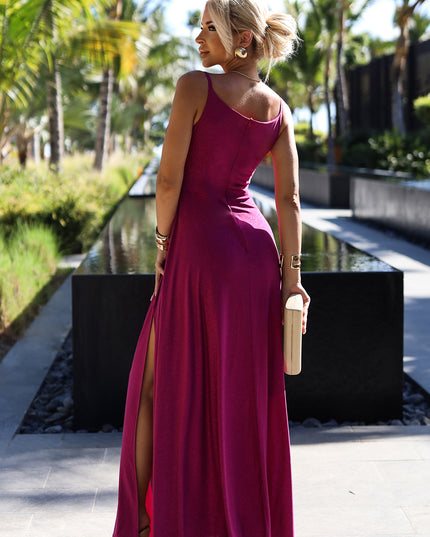 19183-3-299-19 CHIARA elegantes langes Maxikleid mit Trägern – Fuchsia mit Glitzer-3