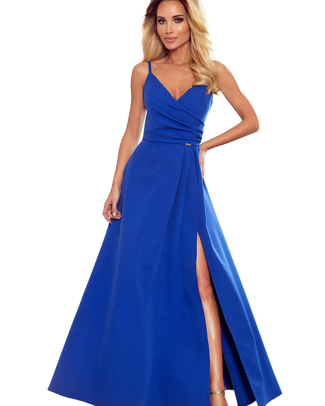 14283-6-299-3 CHIARA elegantes Maxikleid mit Trägern - blau-6