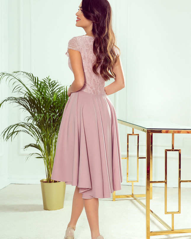 14122-2-300-1 PATRICIA - Kleid mit längerem Rücken mit Spitzenausschnitt - puderrosa-2