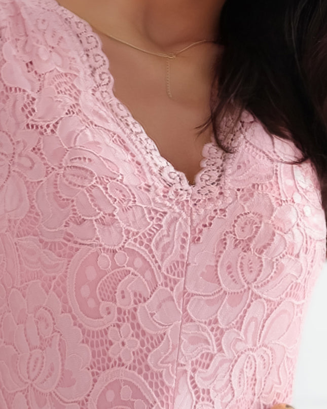 20671-4-PATRICIA Kleid mit längerem Rücken mit Spitzenausschnitt - puderrosa-4