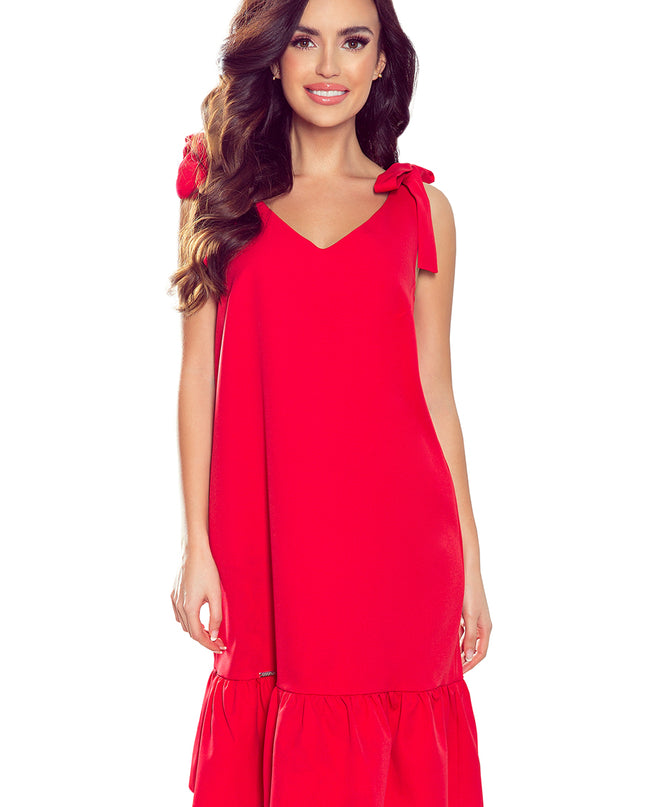 14223-6-306-1 ROSITA Kleid mit Schleifen auf den Schultern und Rüschen - rot-6