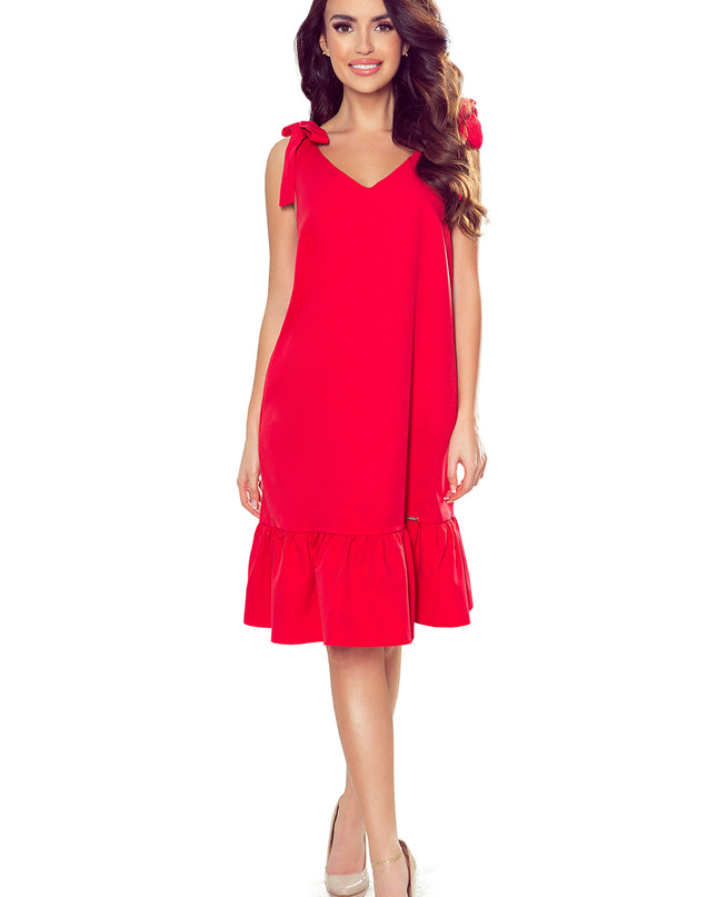 14223-7-306-1 ROSITA Kleid mit Schleifen auf den Schultern und Rüschen - rot-7