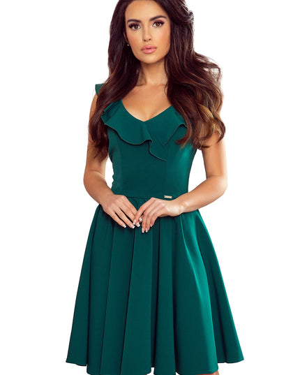 14187-6-307-2 POLA Kleid mit Rüschen am Ausschnitt - grün-6
