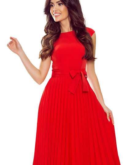 14312-6-311-1 LILA Plissee-Kleid mit kurzen Ärmeln - rot-6