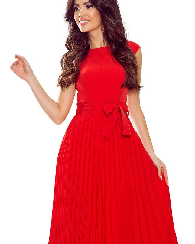 14312-6-311-1 LILA Plissee-Kleid mit kurzen Ärmeln - rot-6