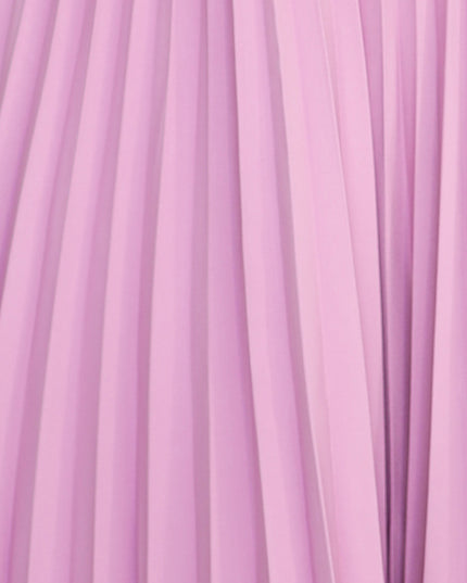 19965-5-LILA Klassisches Plisseekleid mit kurzen Ärmeln und Gürtel - meliert-5