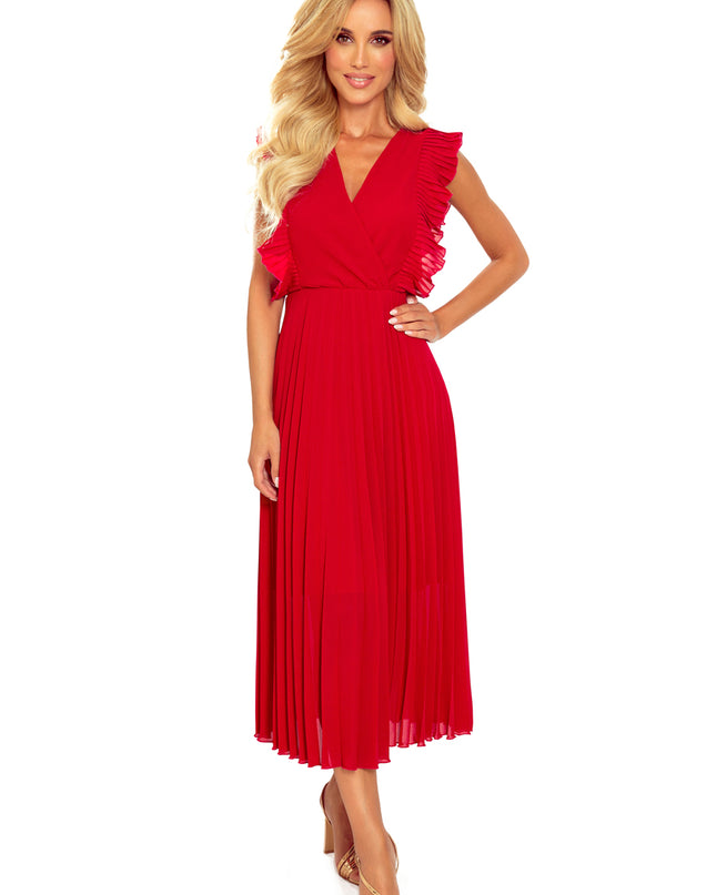14715-6-315-3 EMILY Faltenkleid mit Rüschen und Ausschnitt - rot-6