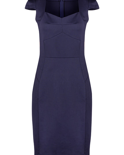 18371-8-318-5 Elegantes Midikleid mit schönem Ausschnitt – Marineblau-8