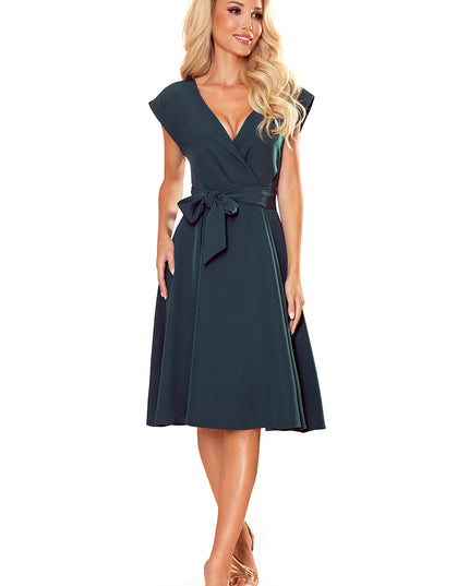 16043-6-348-2 SCARLETT - ausgestelltes Kleid mit Umschlagausschnitt - Grün-6