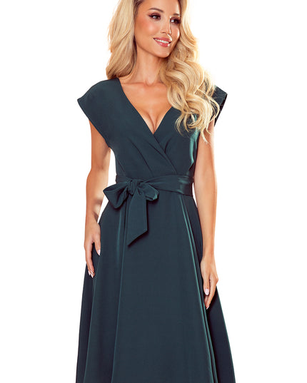 16043-7-348-2 SCARLETT - ausgestelltes Kleid mit Umschlagausschnitt - Grün-7