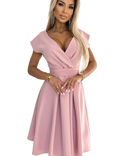 19080-6-348-9 SCARLETT ausgestelltes Kleid mit Umschlagausschnitt - puderrosa-6