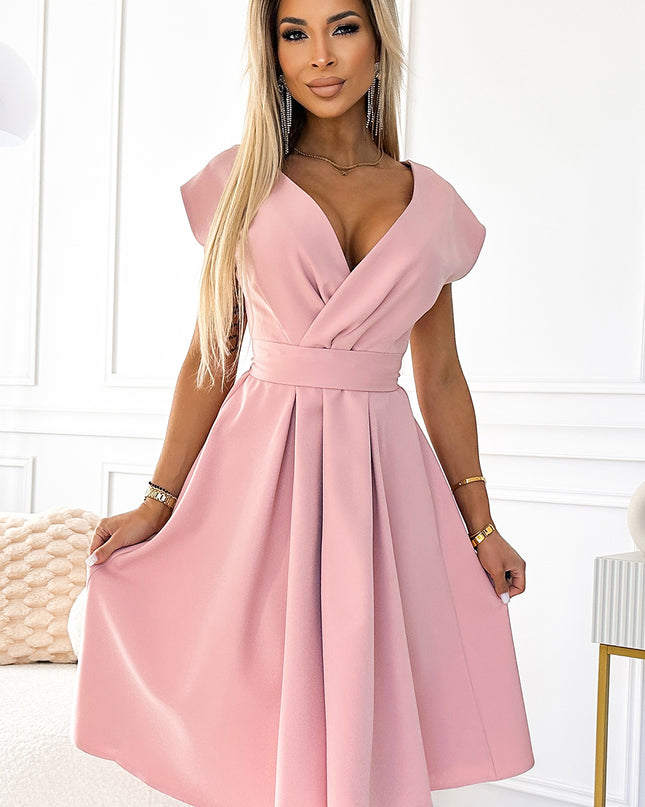 19080-4-348-9 SCARLETT ausgestelltes Kleid mit Umschlagausschnitt - puderrosa-4