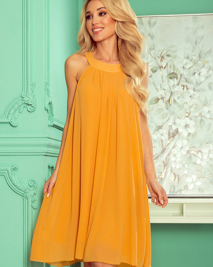 15620-1-350-3 ALIZEE - Chiffonkleid mit Einfassung - Honigfarbe-1