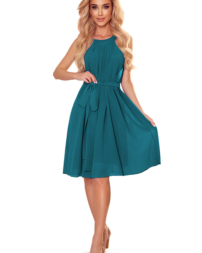 16443-6-350-6 ALIZEE - Chiffonkleid mit Einfassung - Meeresfarbe-6
