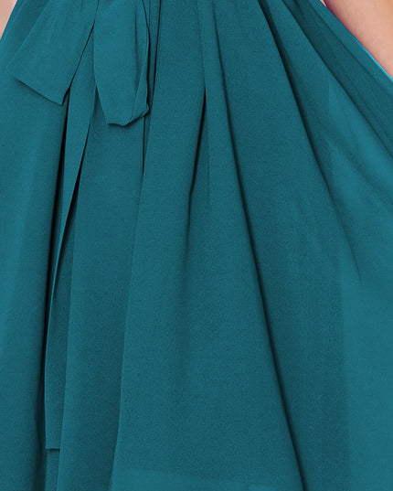 16443-5-350-6 ALIZEE - Chiffonkleid mit Einfassung - Meeresfarbe-5
