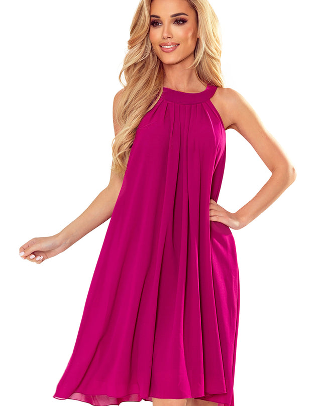16451-11-350-7 ALIZEE - Chiffonkleid mit Einfassung - Farbe fuchsia-11