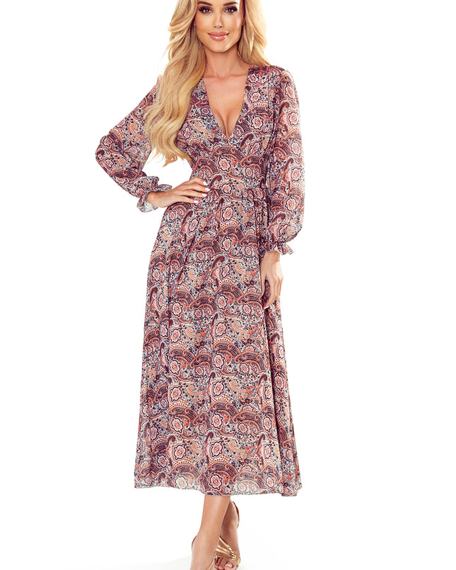 16505-6-378-1 Midikleid aus Chiffon - braunes Boho-Muster-6