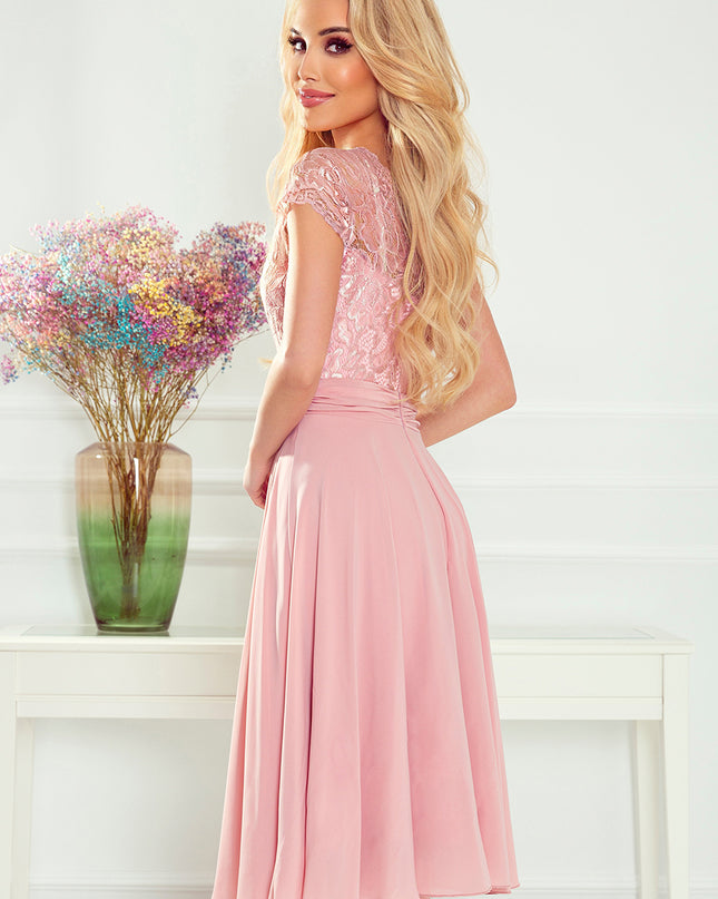 16601-4-381-1 LINDA - Chiffonkleid mit Spitzenausschnitt - schmutziges Rosa-4