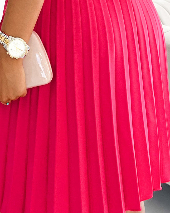 16689-5-385-2 WENDY Plisseekleid mit Umschlagausschnitt - Himbeerfarbe-5