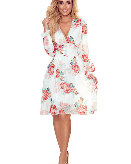 16706-6-388-2 FRANCES - Chiffonkleid mit Ausschnitt - Malvenmuster-6