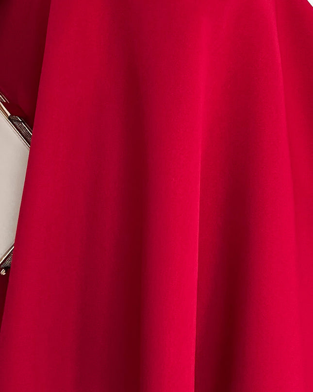 16973-5-397-1 Elegantes Kleid mit längerem Rücken - rot mit Glitzer-5