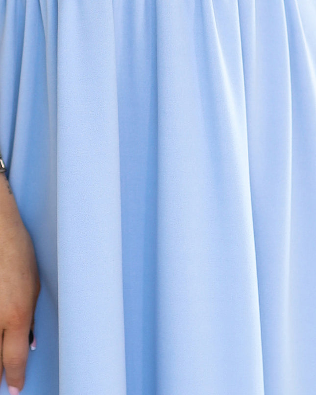 20132-5-MATILDE Kleid mit Ausschnitt und kurzen Ärmeln - hellblau-5