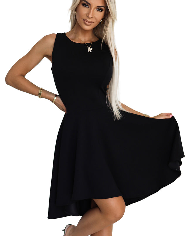 19723-7-575-1 Ein einzigartiges Kleid mit längerem Rücken - schwarz-7