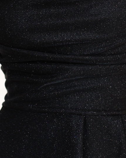 20278-6-Langes Kleid mit dezentem Glanz und Korsettschnürung am Rücken - schwarz mit Glitzer-6