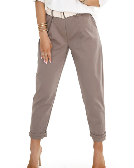 20122-14-Stylische Hose mit Taschen und dekorativem Gürtel – MOCHA MOUSSE-14