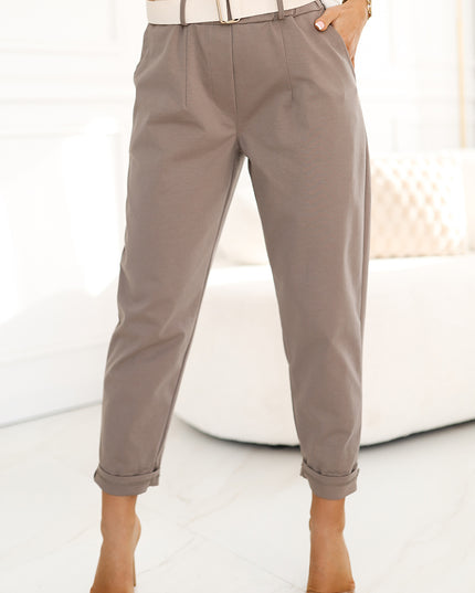 20122-4-Stylische Hose mit Taschen und dekorativem Gürtel – MOCHA MOUSSE-4