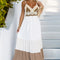 20556-1-Langes beige-weißes trägerloses Kleid mit Häkeloberteil – Boho-1